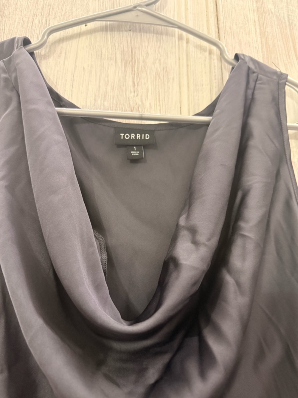 torrid Satin Cowl Neck Tank - Charcoal Gray - Picture 2 of 6